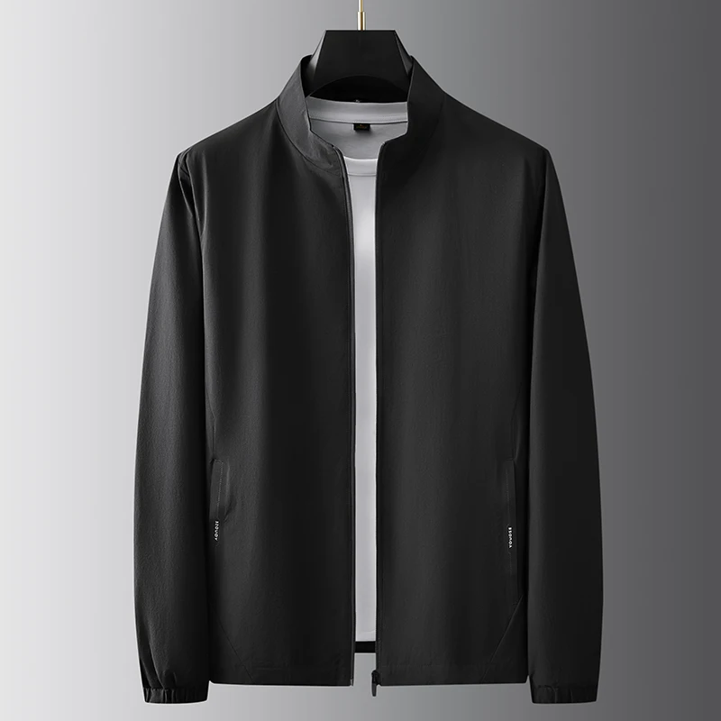 Men's Jacket 2024 Autumn New Solid Color Loose Large Size Casual Business Office Stand Collar Coat Men's Plus Size Jacket L-8XL