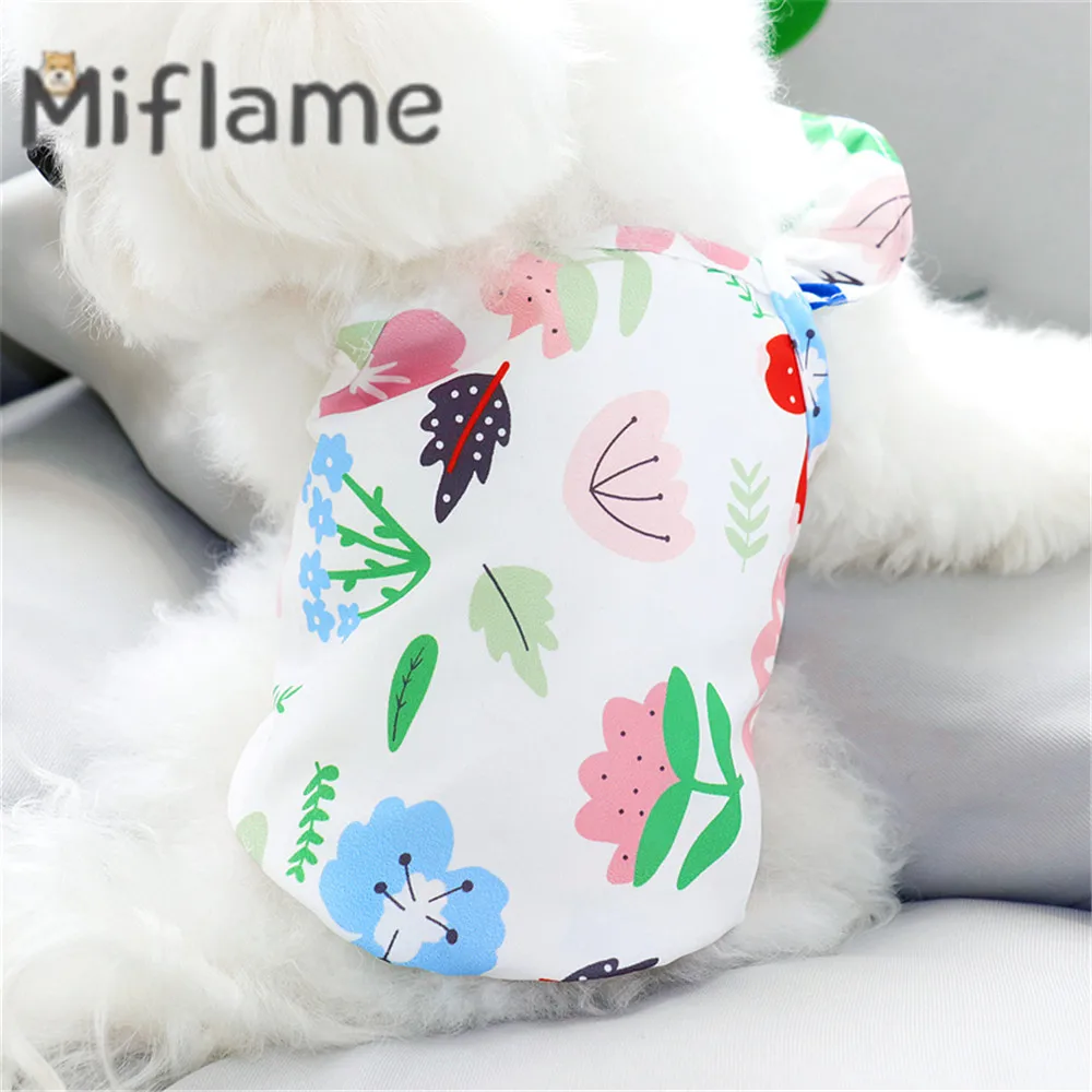 

Miflame Summer Thin Vest For Small Dogs Clothes Floral Print Puppy T-shirts Teddy Bichon Pomeranian Casual Pets Cats Costume