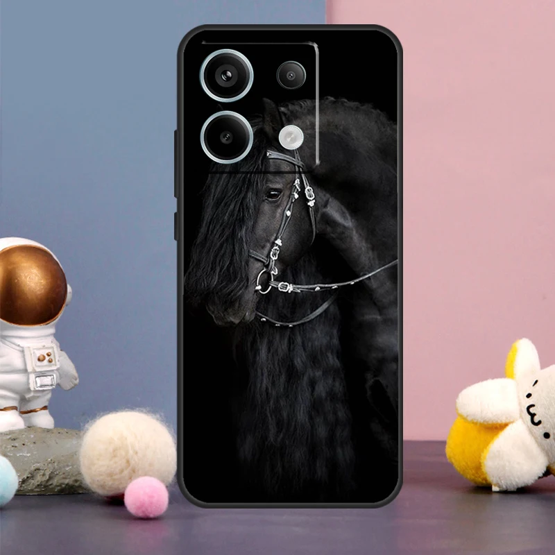 Beautiful Black Horse Case For Xiaomi Redmi Note 9 10 11 12 13 Pro Plus 12S 11S 10S 9S Remdi 12 13 C 9C 10C Cover