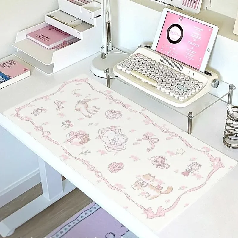 PU Leather Mousepad Cute Kitten Puppy Office Desk Mat Computer Speed Type Carpet Mat Player Laptop Keyboard Cartoon Mouse Pad