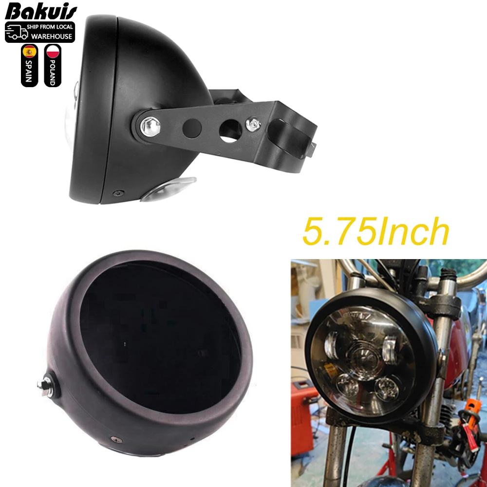 Balde universal de aço para farol de led, 5.75 polegadas, para harley dyna fxd sportster xl1200 xl833, moto personalizada, 5-3/4 ", caixa de farol