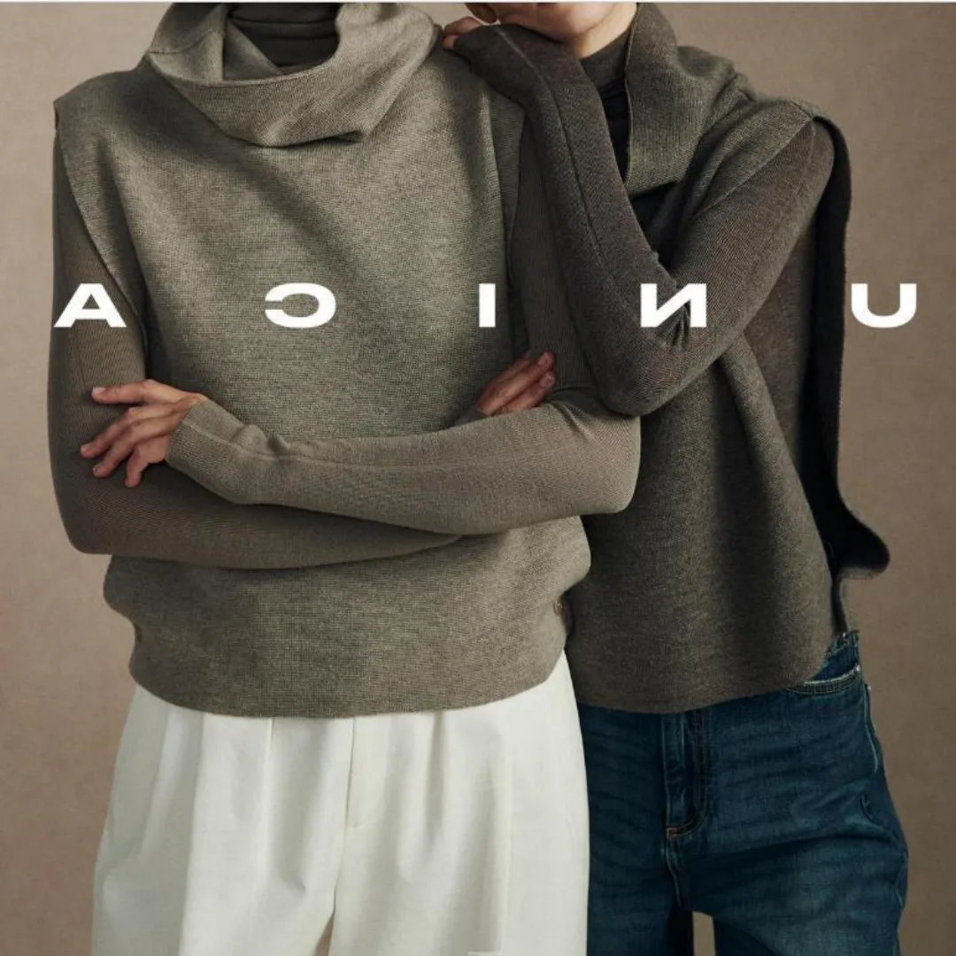 

Women Knitting Base Layer 2025 New High Fashion Layering Vest Double Layer Knit Oversized Turtleneck Sweater Stylish Outerwear