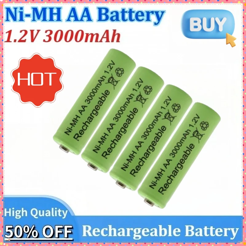 

4~30PCS Ni-MH AA 1.2V 3000mAh Newly upgraded Alkaline Rechargeable Battery for Medical Equipme Calculator Remote Control Battery