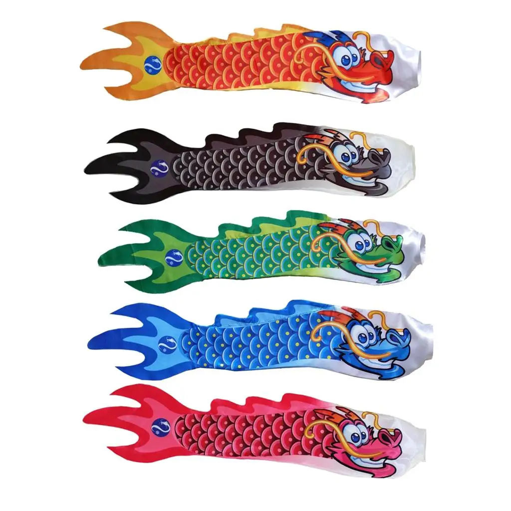 Satin Dragon Flag Windsock Carp Streamer Garden Wind Ornaments Wind Decoration for Porch and Lawn