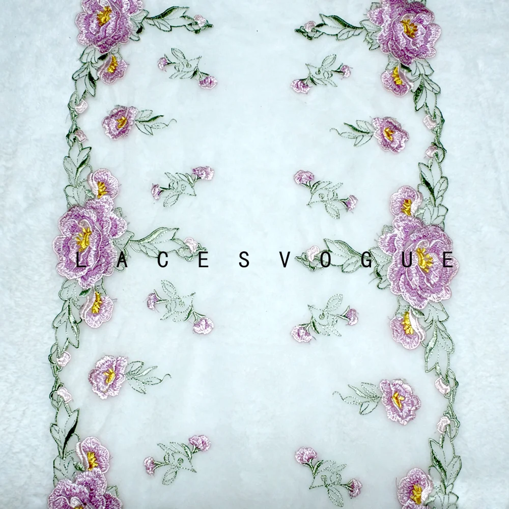 Retro Bilateral Mesh Embroidered Lace, Purple Peony Vine Fresh Floral Lace, Lingerie And Women's Clothing Decorative Accessories