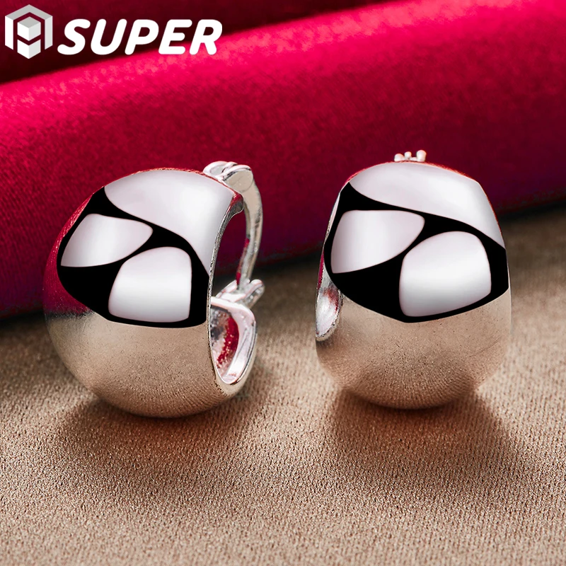 

925 Sterling Silver Smooth Egg Shape Hoop Earrings Cute Romantic Jewelry For Women Wedding Party Gift Wholesale