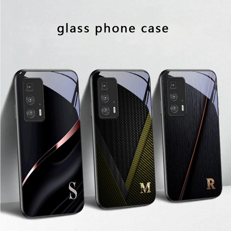 

Elegant letter 'S M R' For Motorola Moto Edge 20 Lite 30 Pro 40 Neo 50 Ultra G45 G54 G55 G75 G84 G85 G Play 23 Glass Phone Case