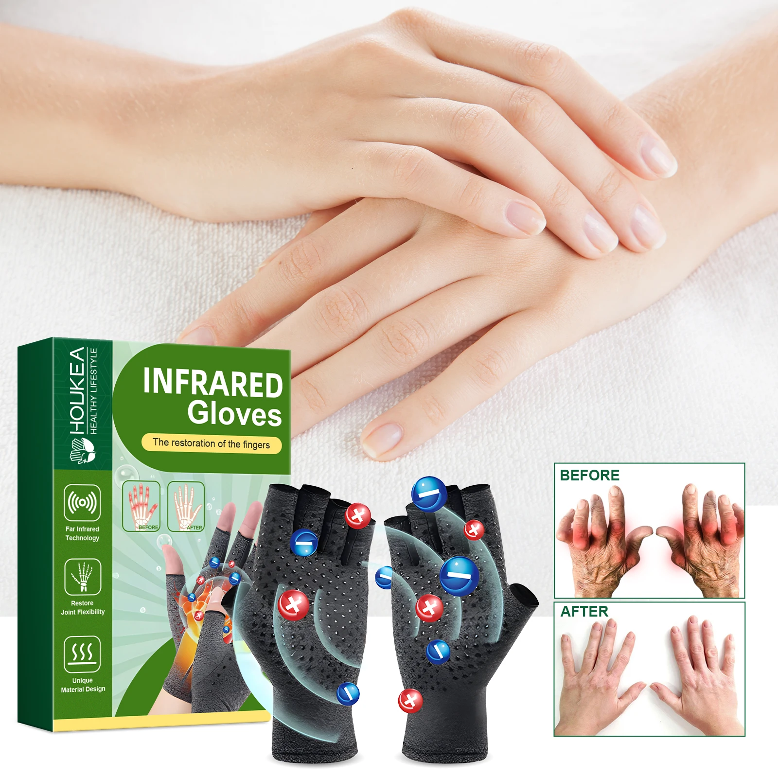 Hand Support Breathable Compression Gloves, Alleviate Thumb Stiffness, Soothe Finger Joint Soreness, Swelling & Irritation
