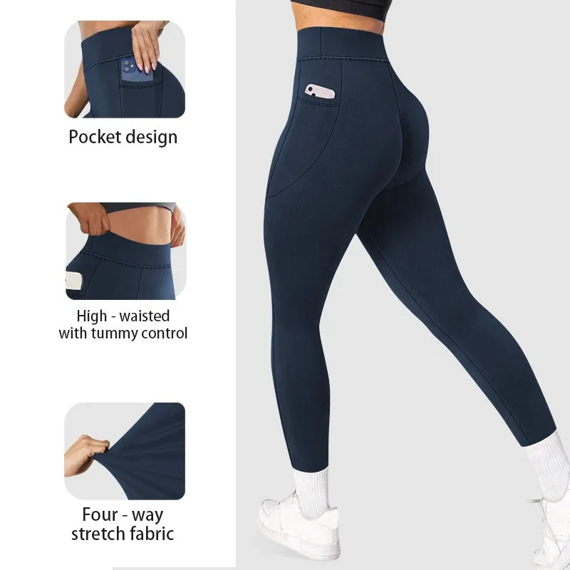 

Women Leggings High Waist Black Yoga Pants Butt Lifting Navy Blue Workout Leggings Slim Fit Dusty Pink Crop Top Set Fitness