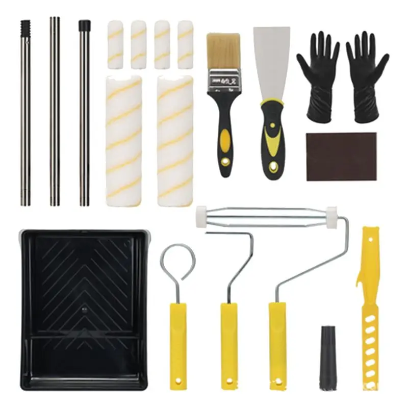 ABGR-Complete Paint Roller Kit, PCS With Extension Pole, Brushes & Tray For DIY & Professional Projects