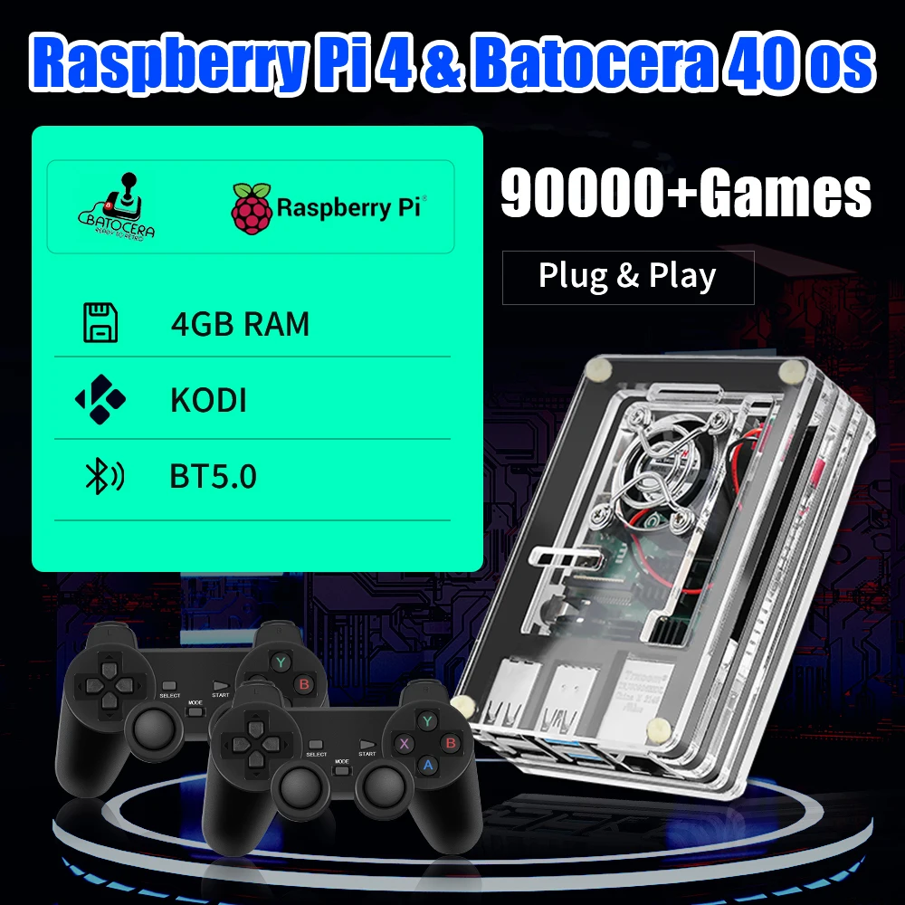 Raspberry Pi 4 Model B Retro Game Console Batocera 39 System Mini PC with 90000+Games for PS1/PSP/SEGA/SNES/NES/MAME/NEOGEO/NDS