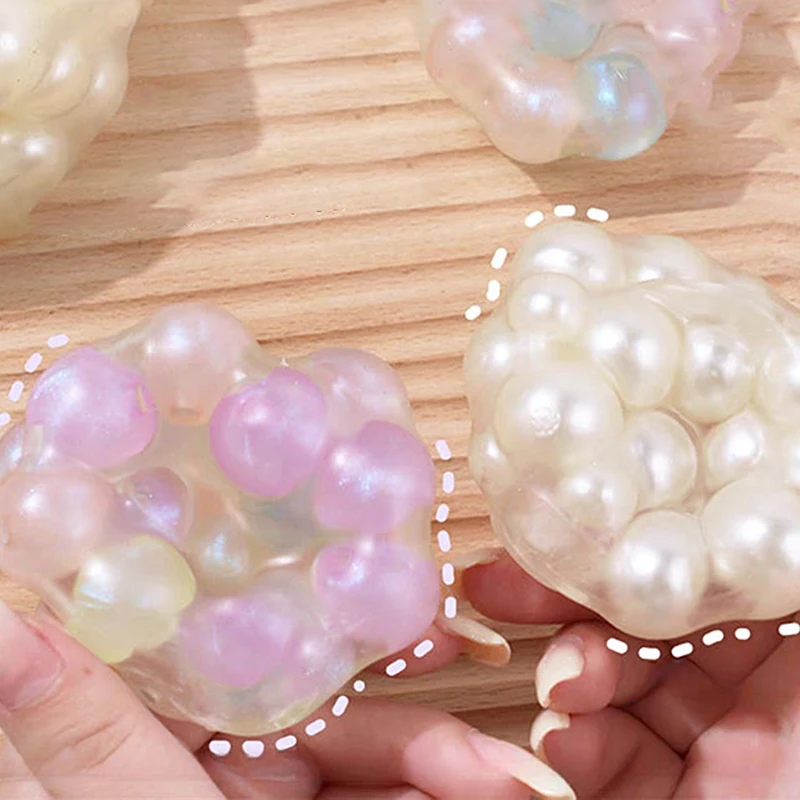 Stress Relief Squeeze Pearl Balls Stress Ball Toy Glazed Beads Vent Ball Pearl Balls Party Kids Fidgeting Girl Baby Toy