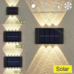 10/8/6/4LED Solar Wall Lamp Outdoor Waterproof Up and Down Luminous Lighting for Garden Fence Decoration Sunlight Light