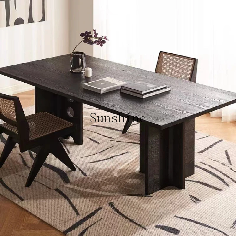 Nordic solid wood dining table wabi wind creative desk negotiation table rectangular table workbench