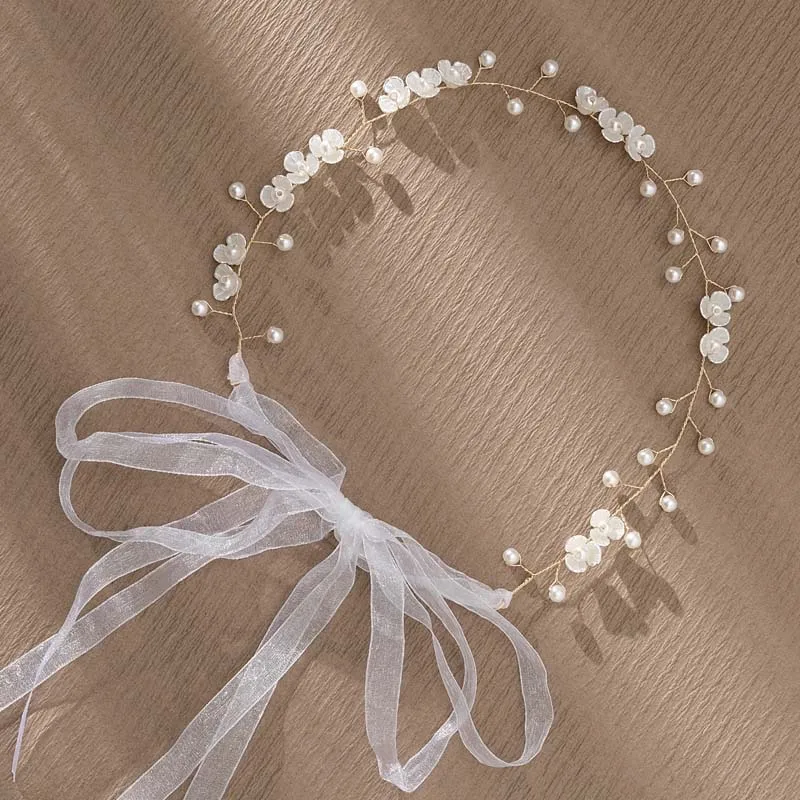 Elegante Blume Perle Kranz Stirnband Braut Hochzeit Kleid Zubehör Girlande Kopfschmuck Braut Haarband Hairvine Hochzeit Schmuck – Detail 6