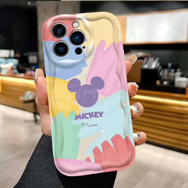 3D Graffiti Disney Mickey Mouse Soft Case For iPhone 15 14 13 12 11 Pro Max X XR XS 8 7 6 6S Plus SE 2020 Silicone Wave Cover