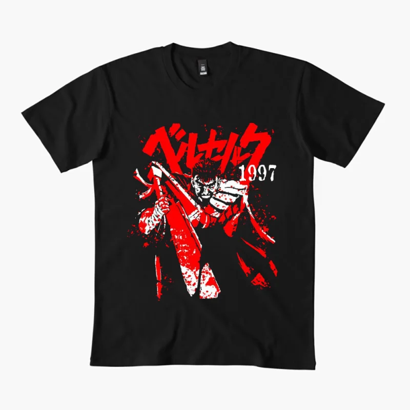 

0325 Guts Berserk Japanese Anime Gift t shirt 100% cotton print clothing Swordsman Manga Graphic Tee Y2K clothes Large size Tops