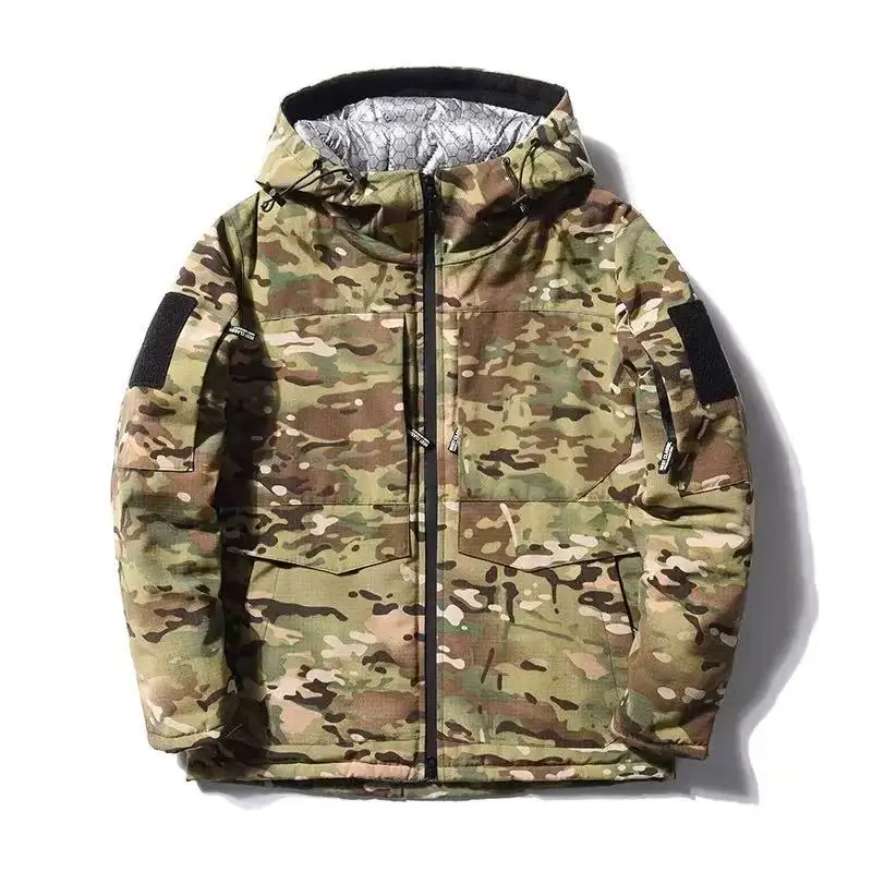 Men's Winter Camouflage Thermal Cotton Jacket Thick Warm Windproof Durable Outdoor Workwear for Cold Weather