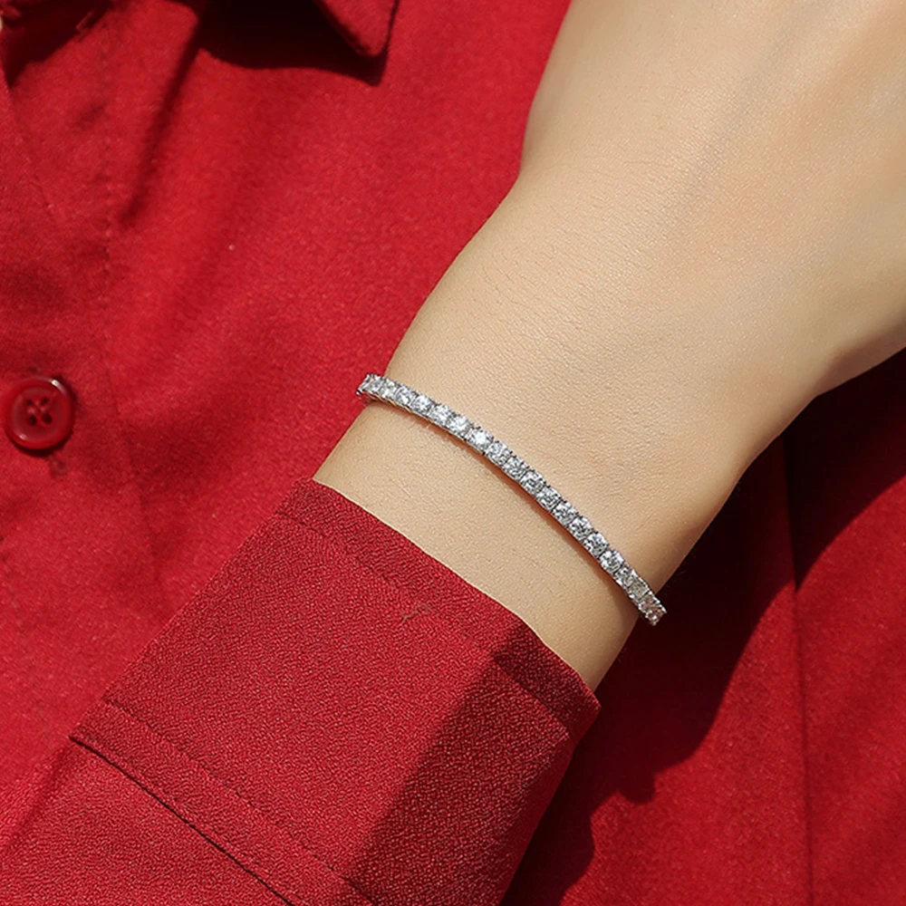 3/4/5mm D Color VVS1 Real Moissanite Tennis Bracelet For Women Men GRA Certified S925 Sterling Silver 18K Gold Plated Lab Diamond Bracelet Pass Diamond Tester Wedding Party Jewelry Gift