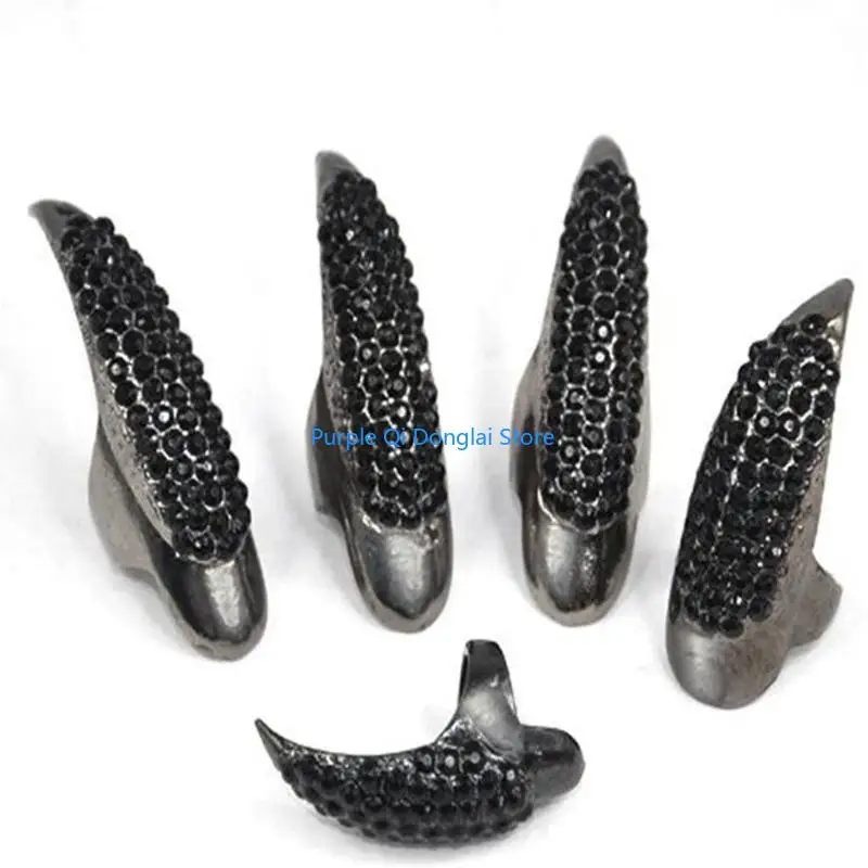 L21E 10 Pcs Punk Claw Ring False Adjustable Fingernail Ring Gothic Jewelry