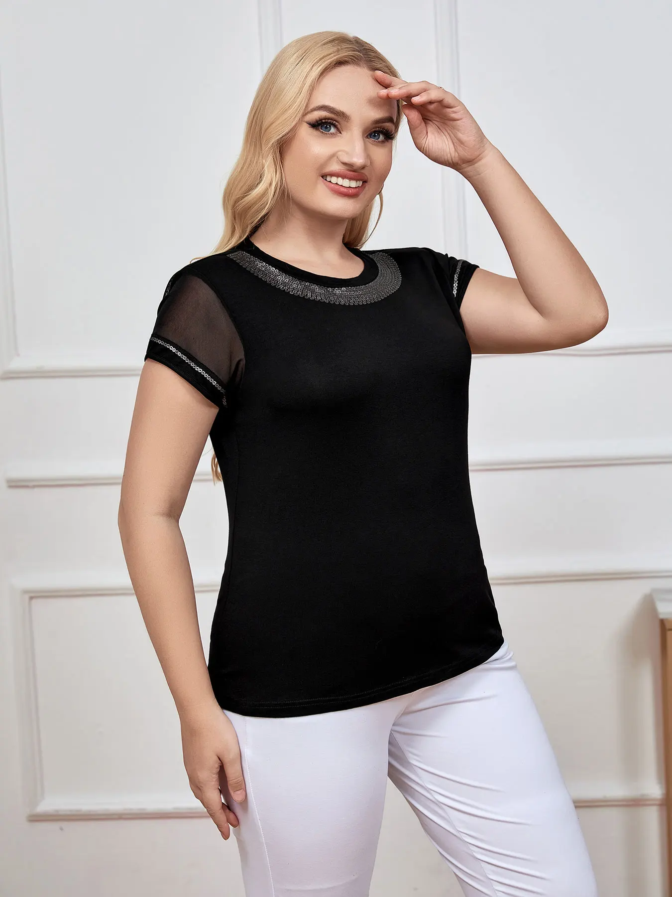 Top donna taglie forti estate Chic elegante Top per Top moda donna paffuta