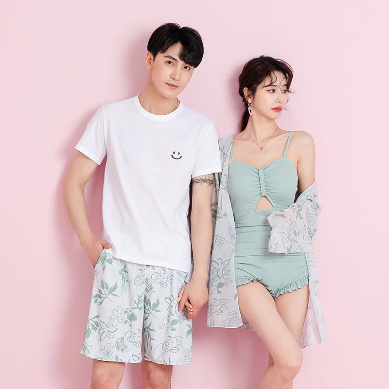 

Couple swimsuit women's new one-piece small chest sexy slimming and belly covering two hot spring beach vacation swimsuits