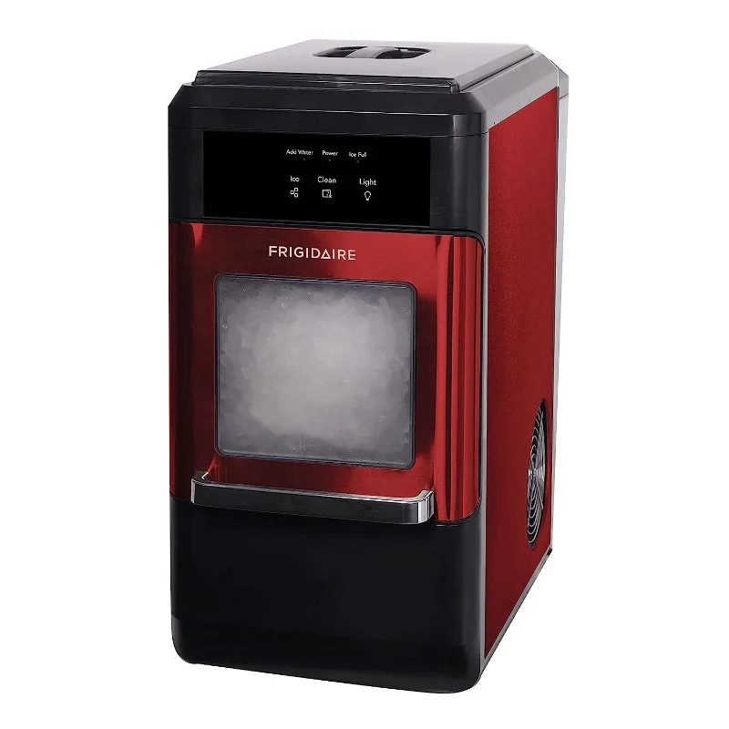 FRIGIDAIRE EFIC237-SSRED EFIC237 Countertop Crunchy Chewable Nugget Ice Maker, 44lbs per Day, Red Stainless