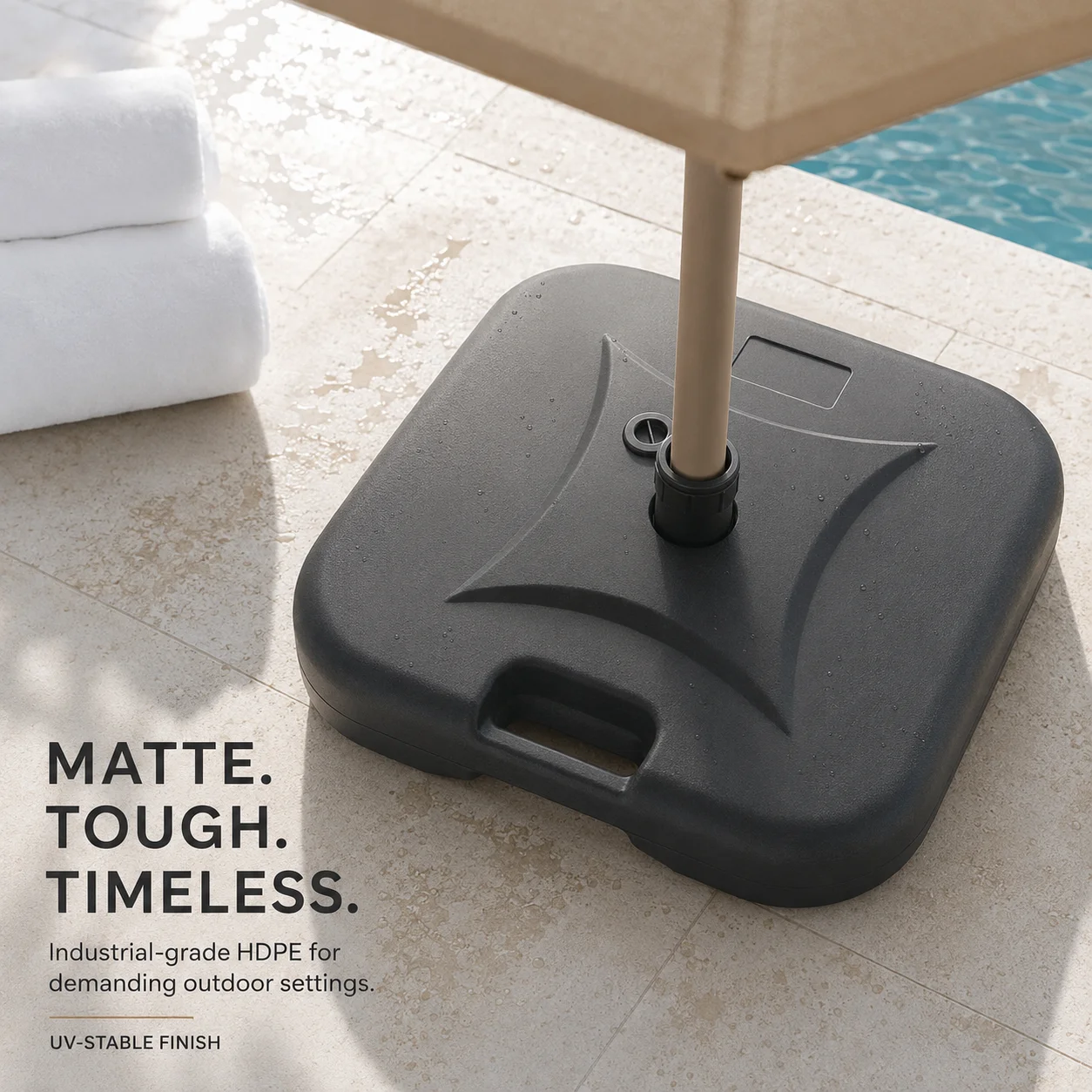 #Modern Weather-Resistant Square HDPE Umbrella Base 19L Water Fillable Parasol Stand for 38mm 32mm Central Pole Hotel Outdoor Us