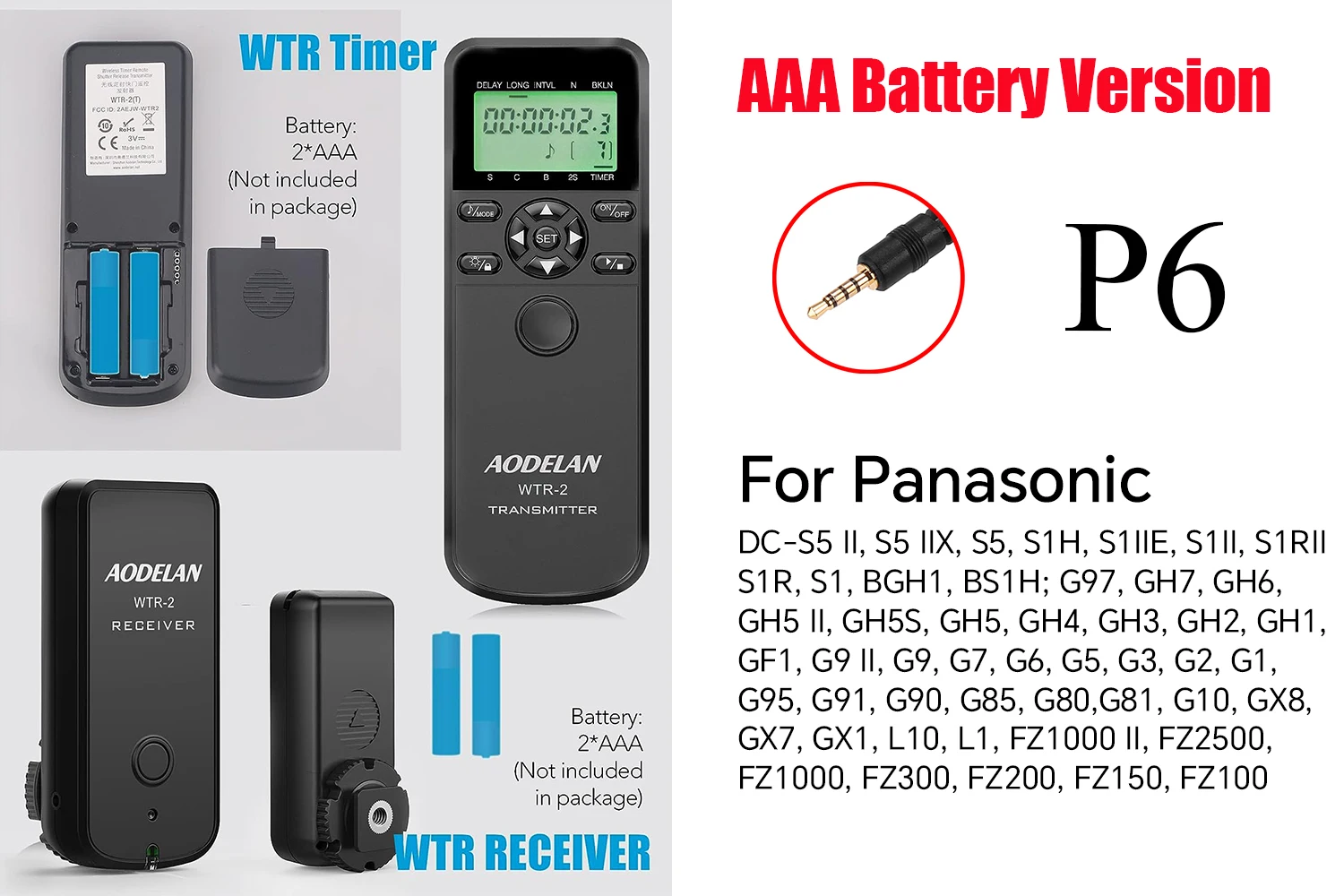 Voor Panasonic Camera Timer Afstandsbediening Timelapse Intervalometer Ontspanknop Voor G97 S5II S1H S1RII GX1 GX8 G9II G7 G6 G5 G3 G95