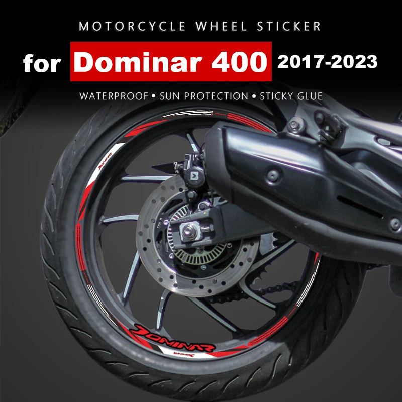 

Наклейка на колесо мотоцикла, 17 дюймов, лента на обод для Bajaj Dominar 400 Dominar400, аксессуары 2017-2024, водонепроницаемые наклейки на колесо