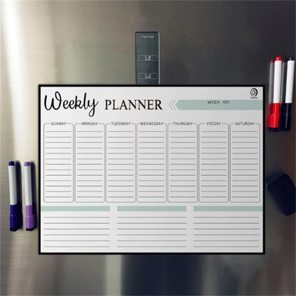 2023 New Magnetic Monthly Weekly Planner Calendar Table Dry Erase Whiteboard Blackboard Fridge Sticker Message Board Menu