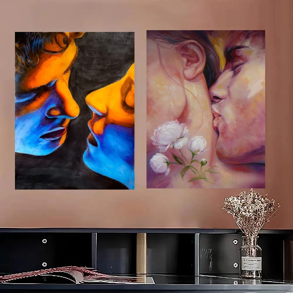 Oil Painting Romantic Couple Face Profile By Numbers Modern Wall Decor for Living Room Bedroom Home Decor Gift No Frame