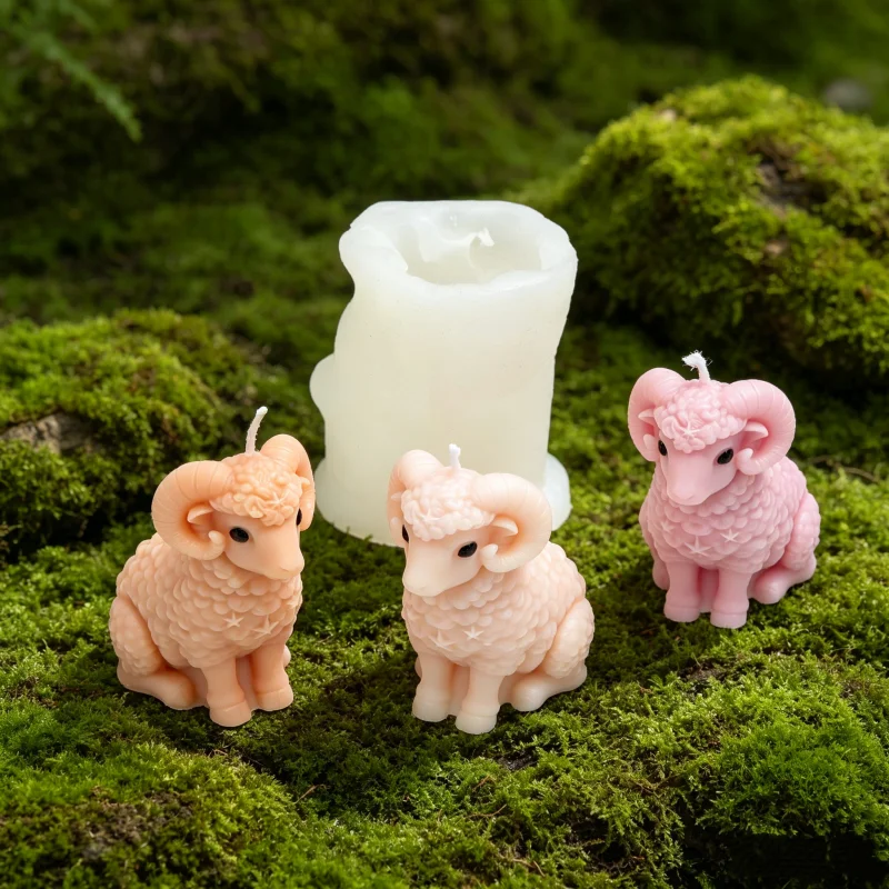 3D Highland-Ram-Schaf-Silikonformen für Kerzen, flauschige, lockige Hornschaf-Skulpturen, Bastelformen, DIY-Duftkerzen-Deko, Tierkreis-Geschenk