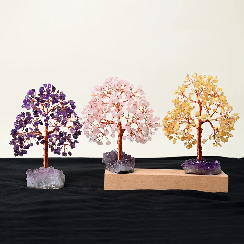 

Factory Price Natural Amethyst Cluster Money Tree Handmade Amethyst Crushed Stone for Desktop Decoration
