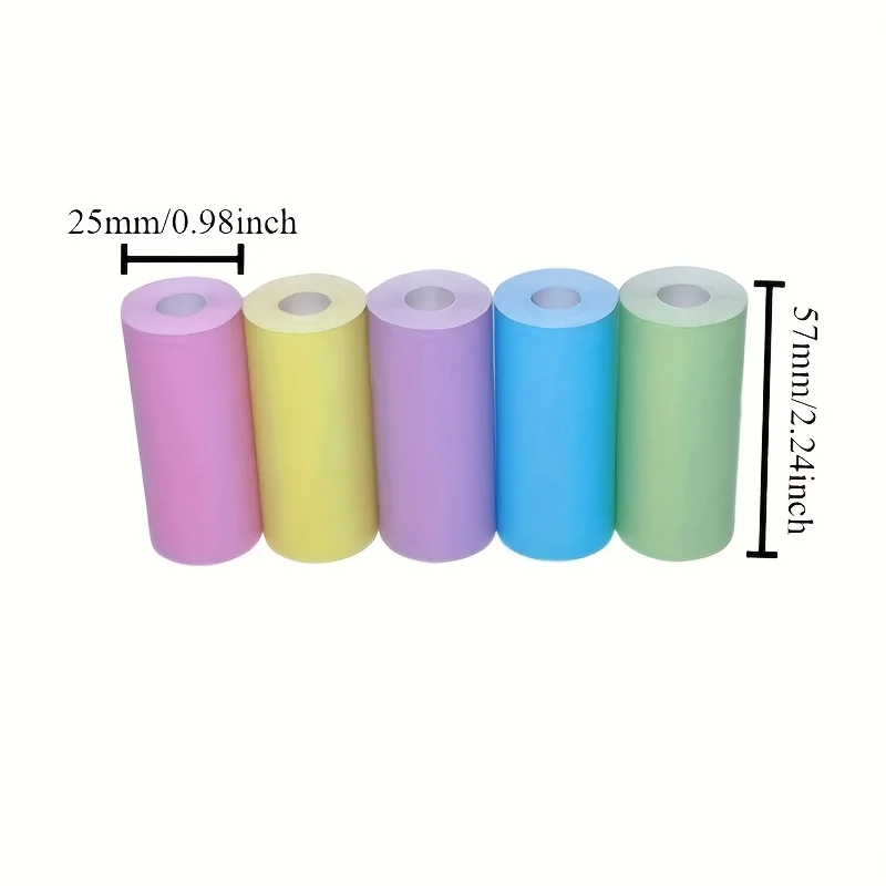 5-Color 57mm Thermal Photo Paper Fit Mini Printers/Instant Cameras, High-Quality Wireless Prints, Durable, Easy to Use