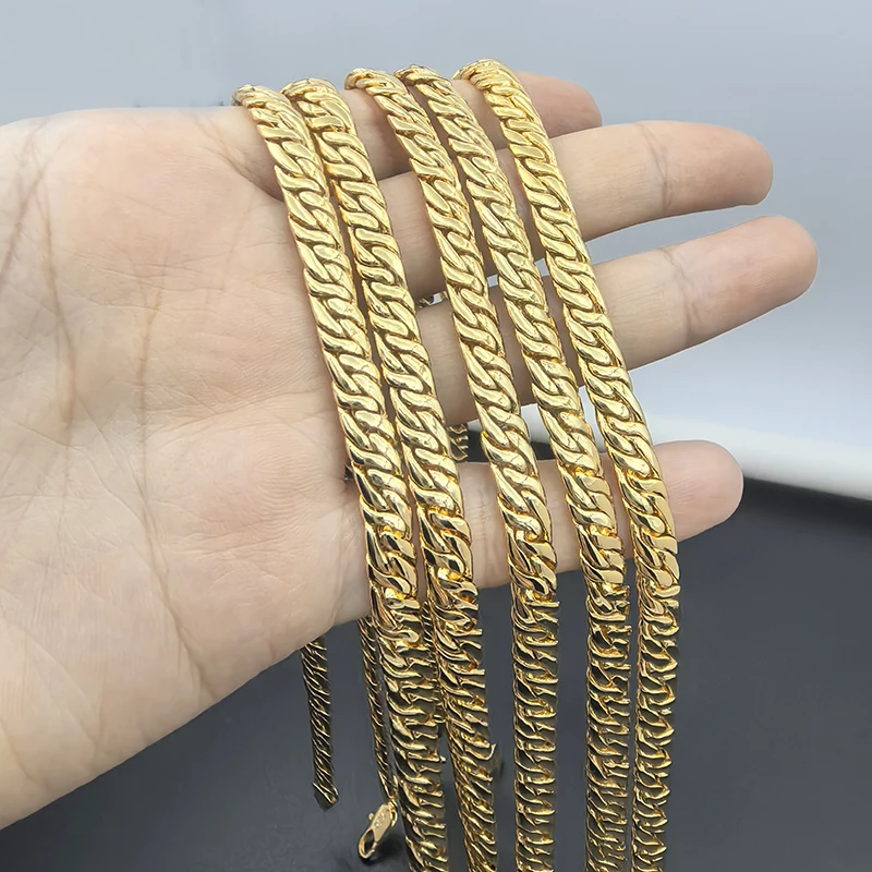 الكوبي ربط سلسلة عرض 6 مللي متر الهيب هوب 18 بوصة الذهب قلادة ملونة للرجال النساء حفلة خطوبة مجوهرات هدية الكريسماس