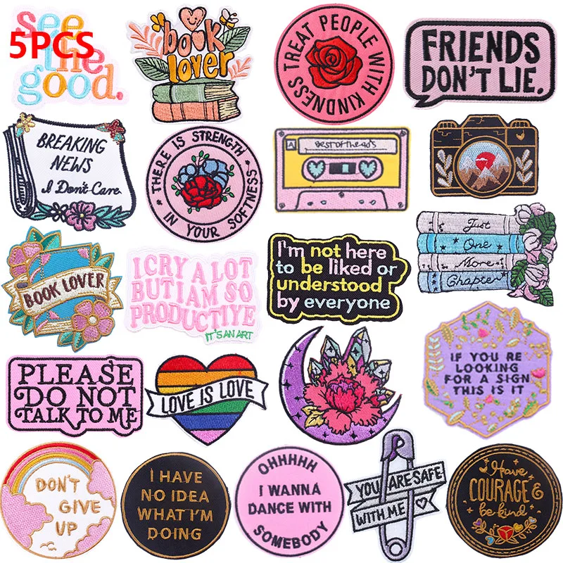 5 Teile/lose Cartoon Buch Liebhaber Gestickte Patch Eisen Auf Patches Für Kleidung thermoadhäsive Patches Auf Kleidung Jacken Abzeichen DIY