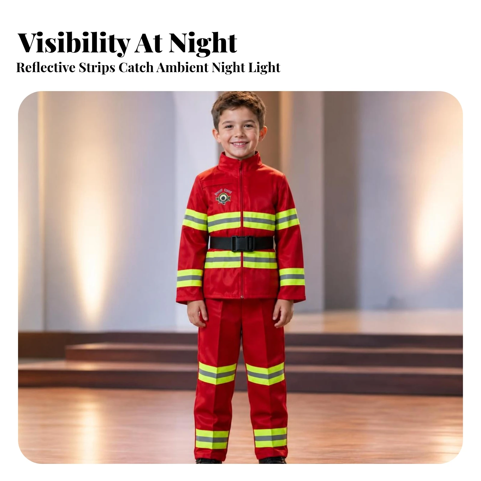 Firefighter Costume Complete Fireman Outfit with Belt Firefighter Suit Reflective Apparel Polyester for Children, Halloween