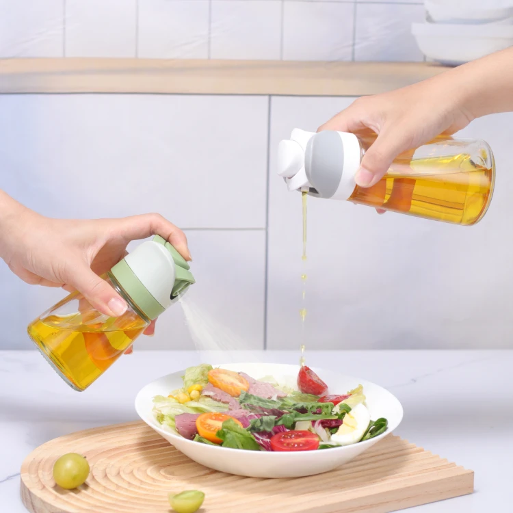 

Best Seller 2 in 1 Olive Oil Dispenser Sprayer Glass clear Unique Kitchen Cooking Bpa Free Mist Device for air Fryer