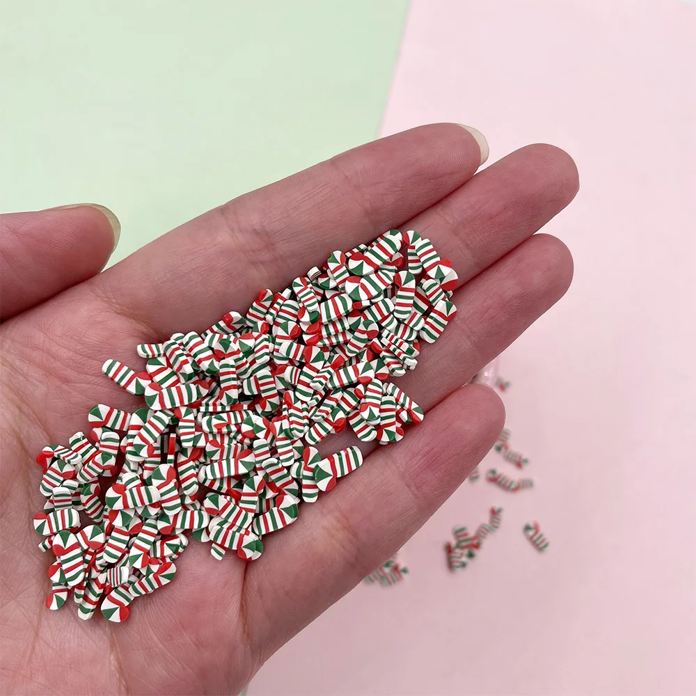 100g Christmas Crutch Slices Polymer Clay Sprinkles for Crafts Making DIY Slime Filling Shaker Cards Decoration Accessories 5mm