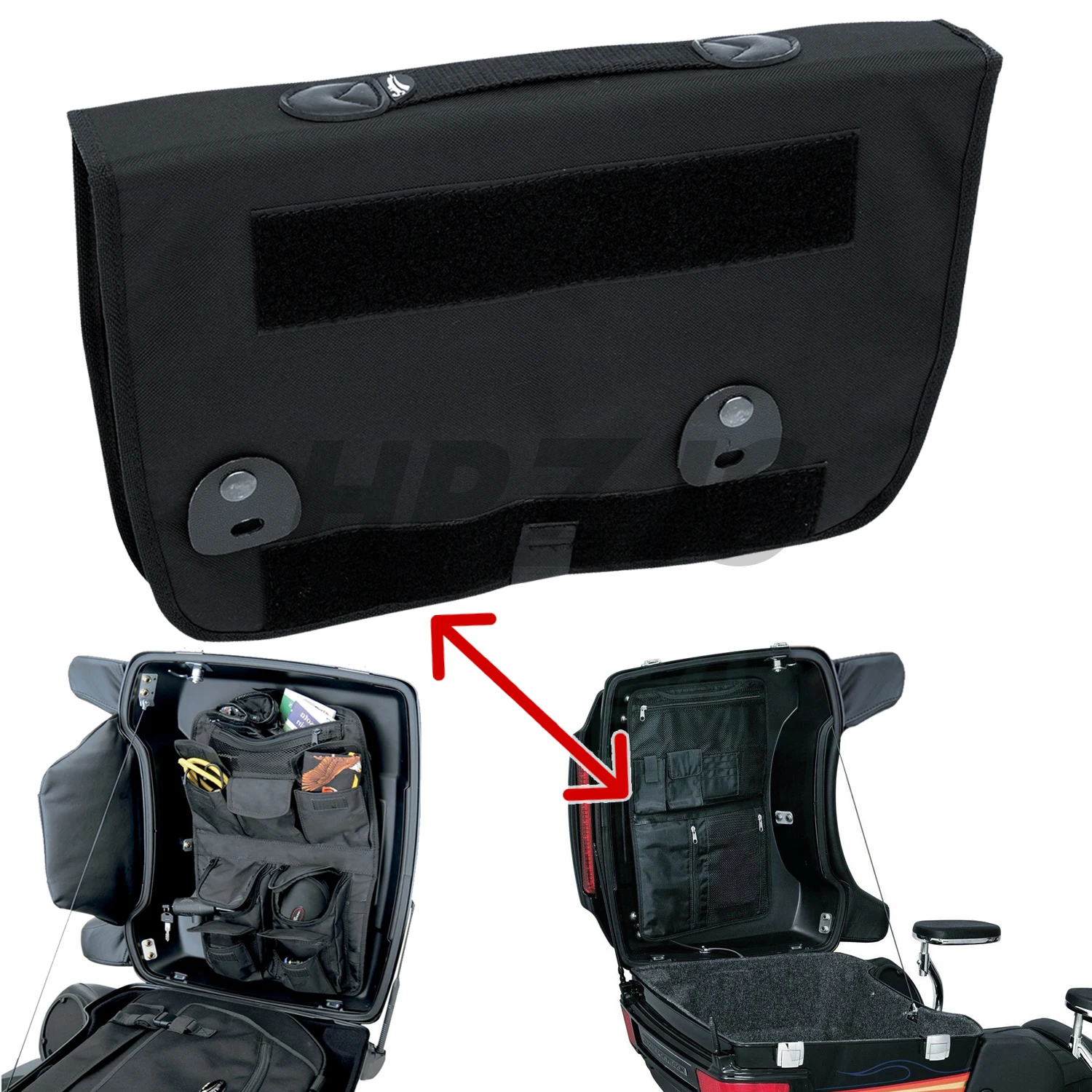 

Motorcycle Saddle Bags Tour Pak Pack Lid Organizer Storage Bag For Harley Touring Electra Road Glide FLHT FLHX 1993-2013 Black