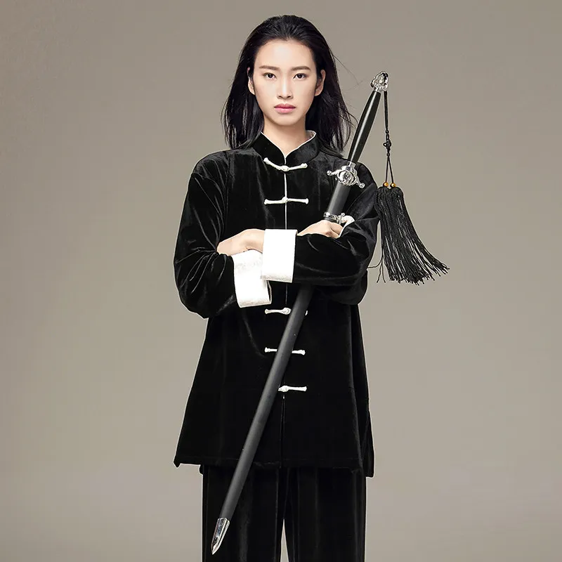 2025 Winter Autumn Thickened South Korean Velvet Tai Chi Uniform for Men Women - Practice Morning Exercise Professional Performa