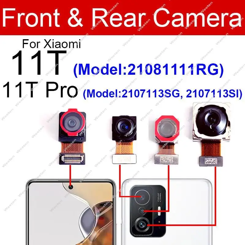 Fotocamera principale anteriore posteriore per Xiaomi Mi 11T Mi 11T Pro frontale Selfie fronte anteriore posteriore grande fotocamera Flex cavo