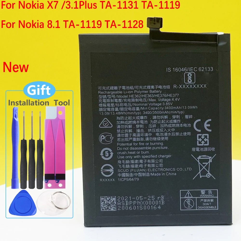 

3500mAh HE363 HE377 Battery For Nokia X7 TA-1131 TA-1119/Nokia 8.1 TA-1119 TA-1128 Smartphone/Smart phone