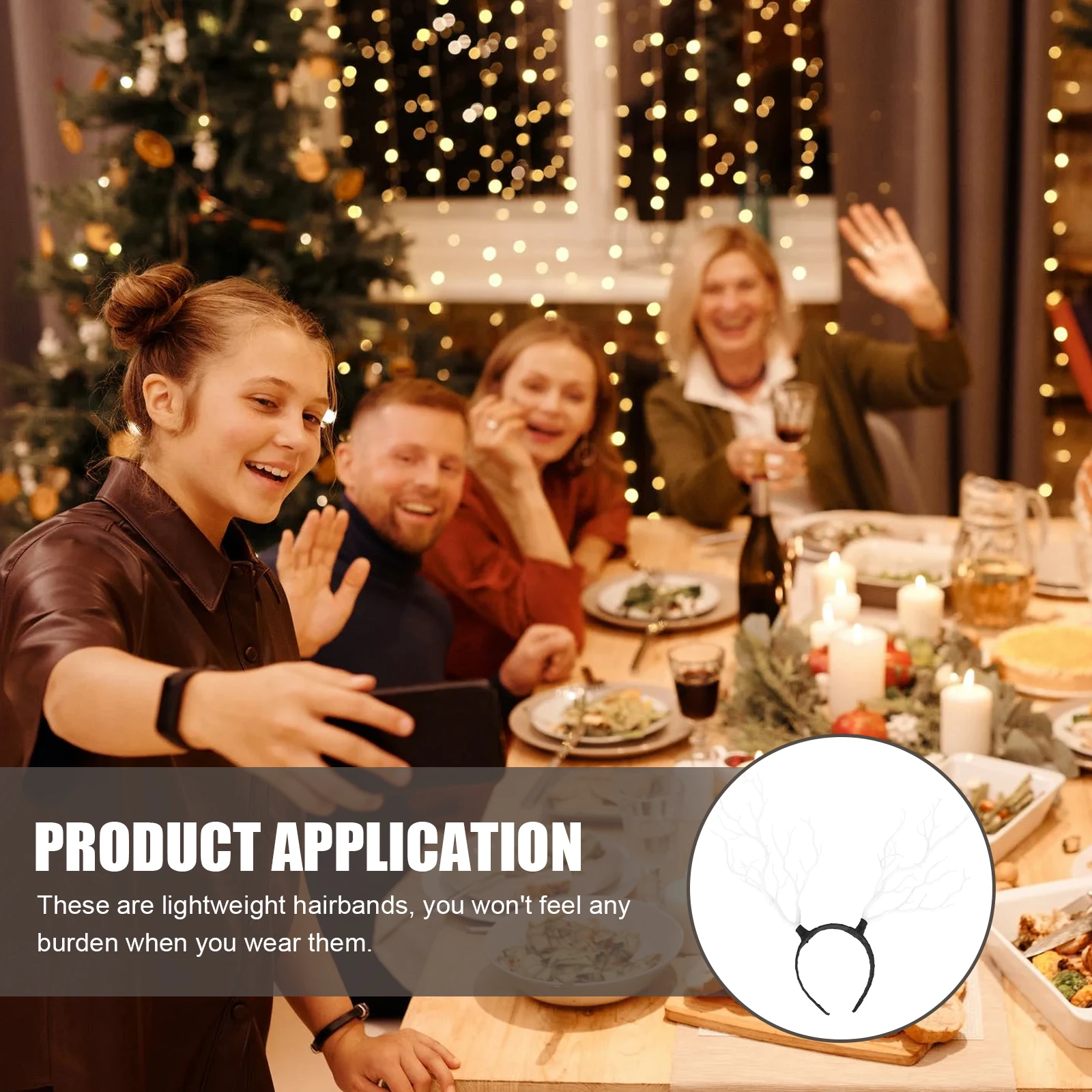 

Christmas Women Headdress Hair Accessories Lightweight Plastic Branch Antler Reindeer Deer Horn Hoops Xmas Party Decorations