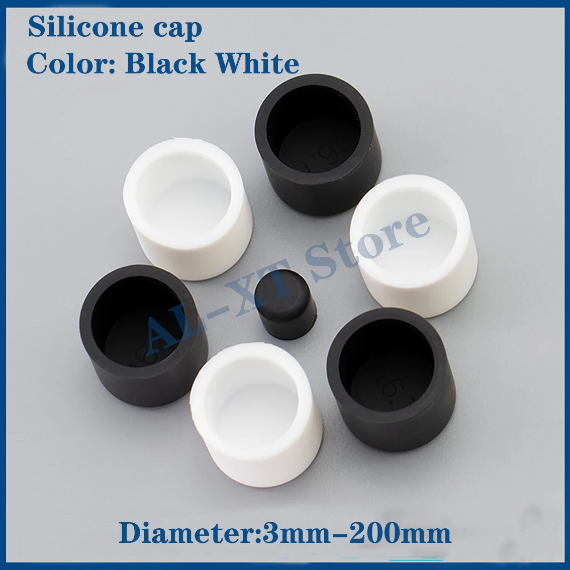 Black/White Dia 3mm-21.7mm Steel Pipe End Cover Caps Rubber Round Caps Foot Cover Silicone Female Cap Round Tube Insert Stoppers