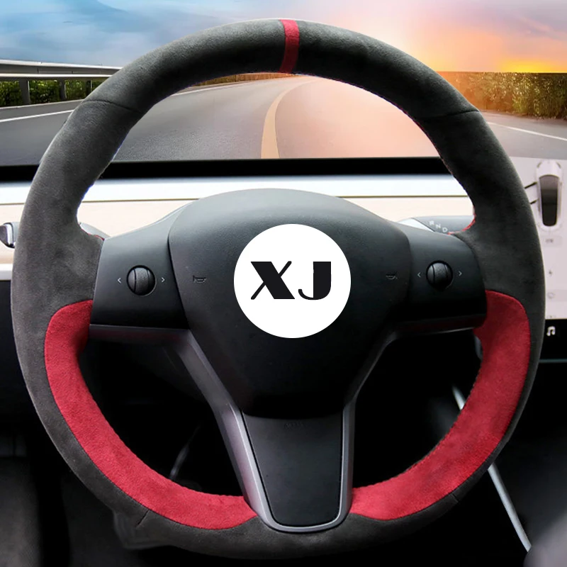 

Custom in Alcantara Car Steering Wheel Cover for Tesla Model 3 Y 2016-2021 DIY Auto Interior Accessories Car-styling