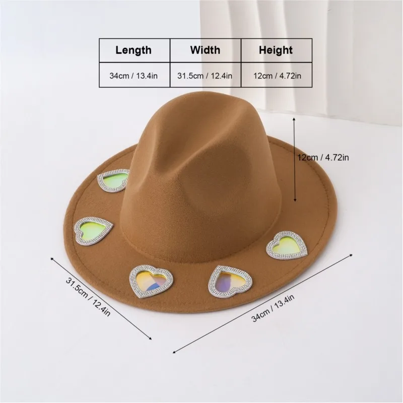 Girl hat prism felt top reflective and transparent woolen heart-shaped round