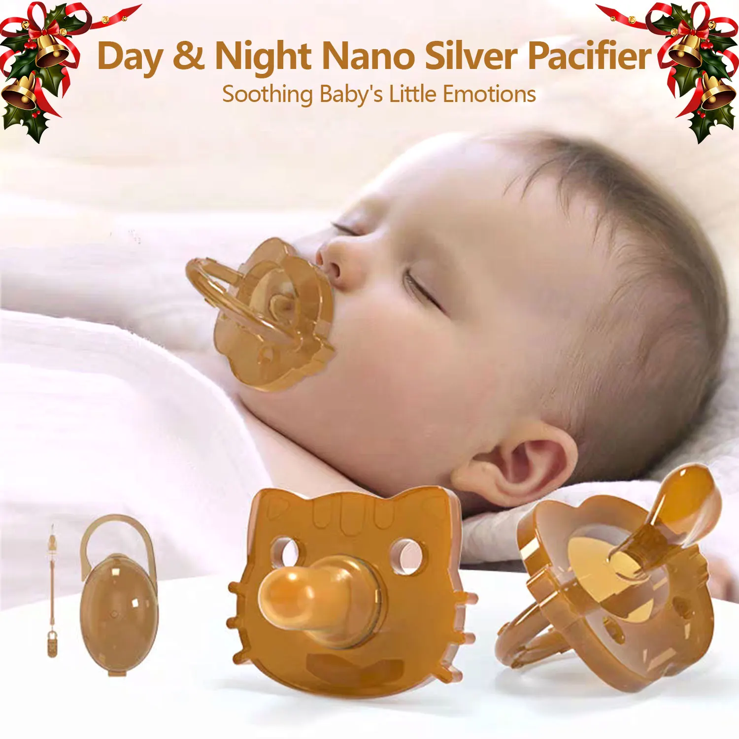 

Силиконовая соска без бисфенола А, детская соска для сна, круглая соска, снимает прорезывание зубов, тревогу, Рождественский подарок на каждый день и ночь