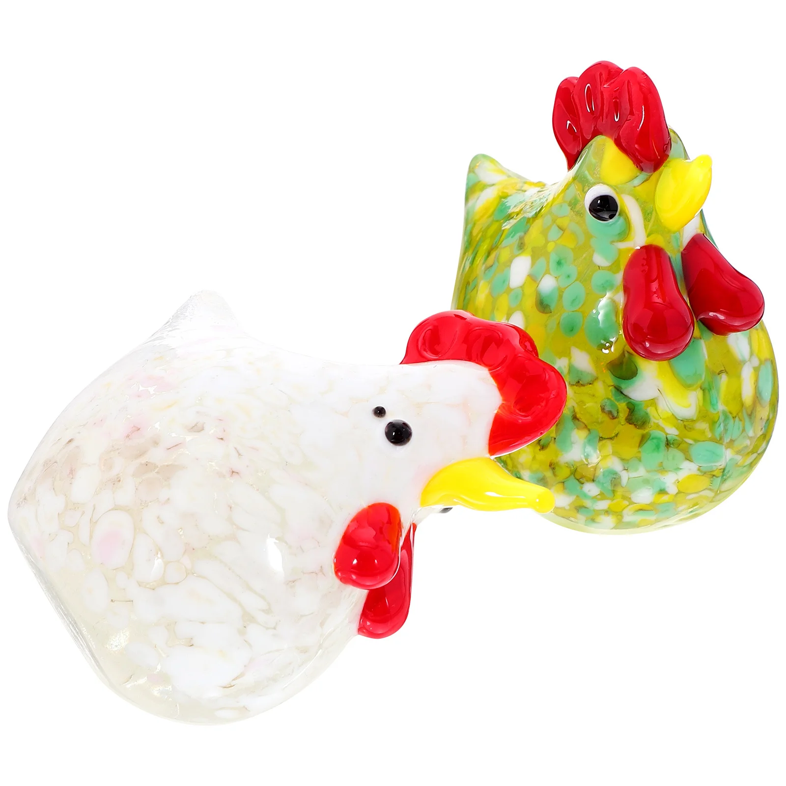 

2Pcs Glass Chicken Sculpture Simple Artistic Design Elegant Desktop Decorative Home Glass Art Craft Tables Chicken Decor